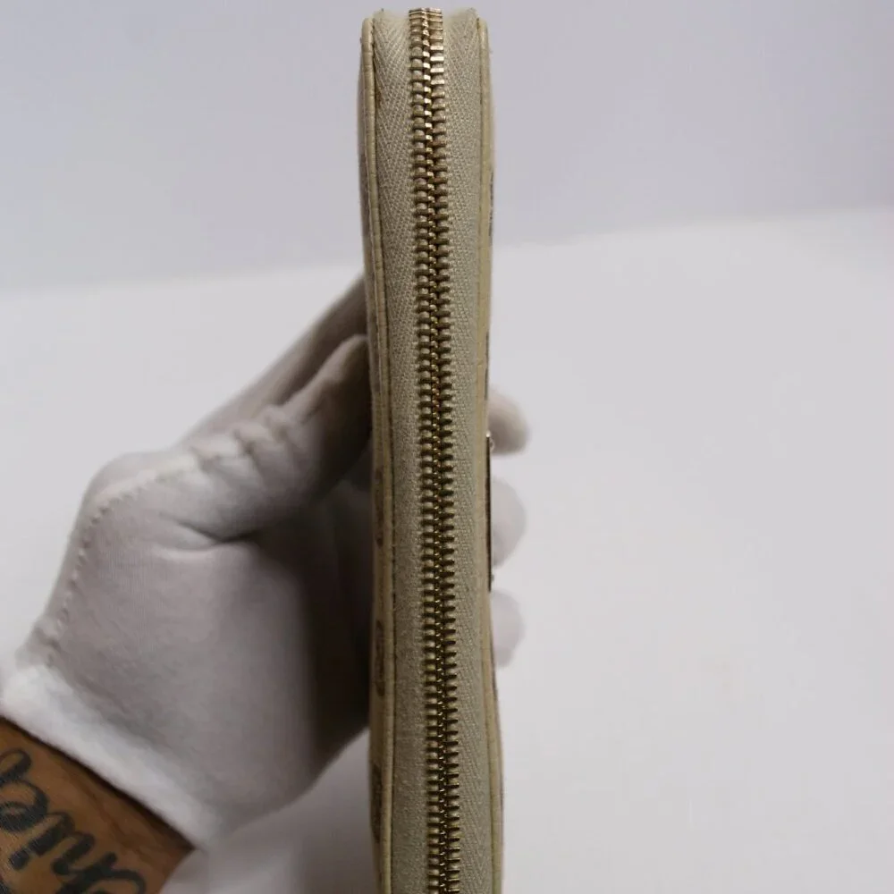 🤎GUCCI GG Beige/Off White Monogram Metal Bar Zip Around Long Wallet | PRELOVED! - Picture 10 of 16
